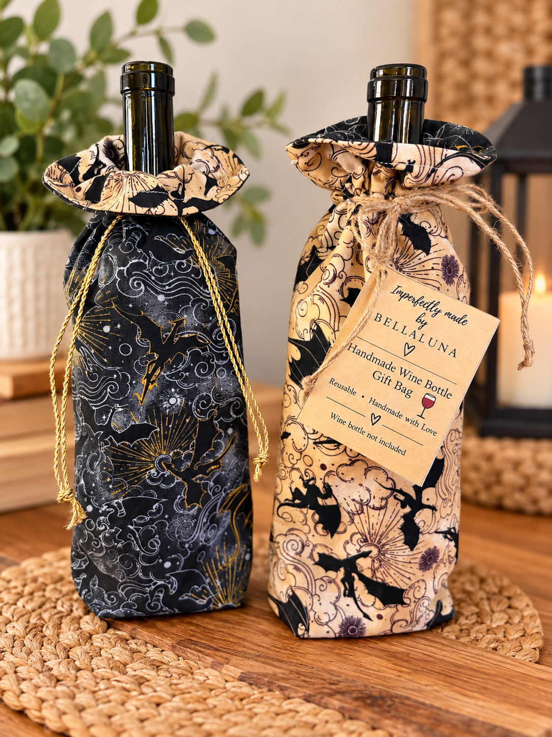π Fourth Wing-Inspired Handmade Wine Bottle Gift Bag π·