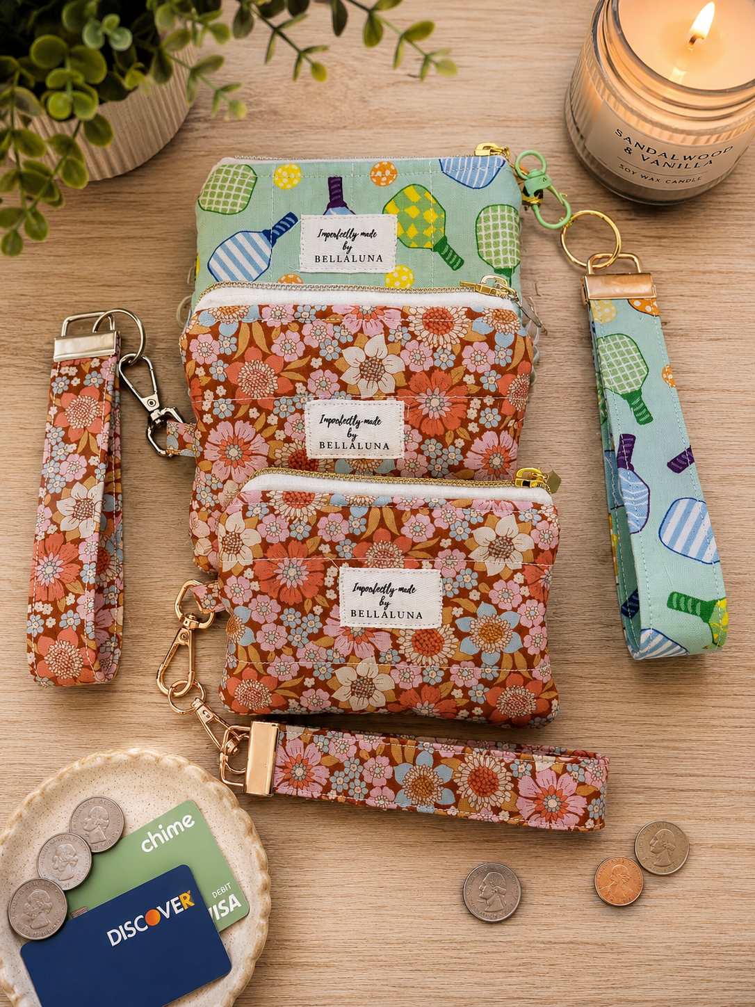 Handcrafted Pouch & Key Fob Set