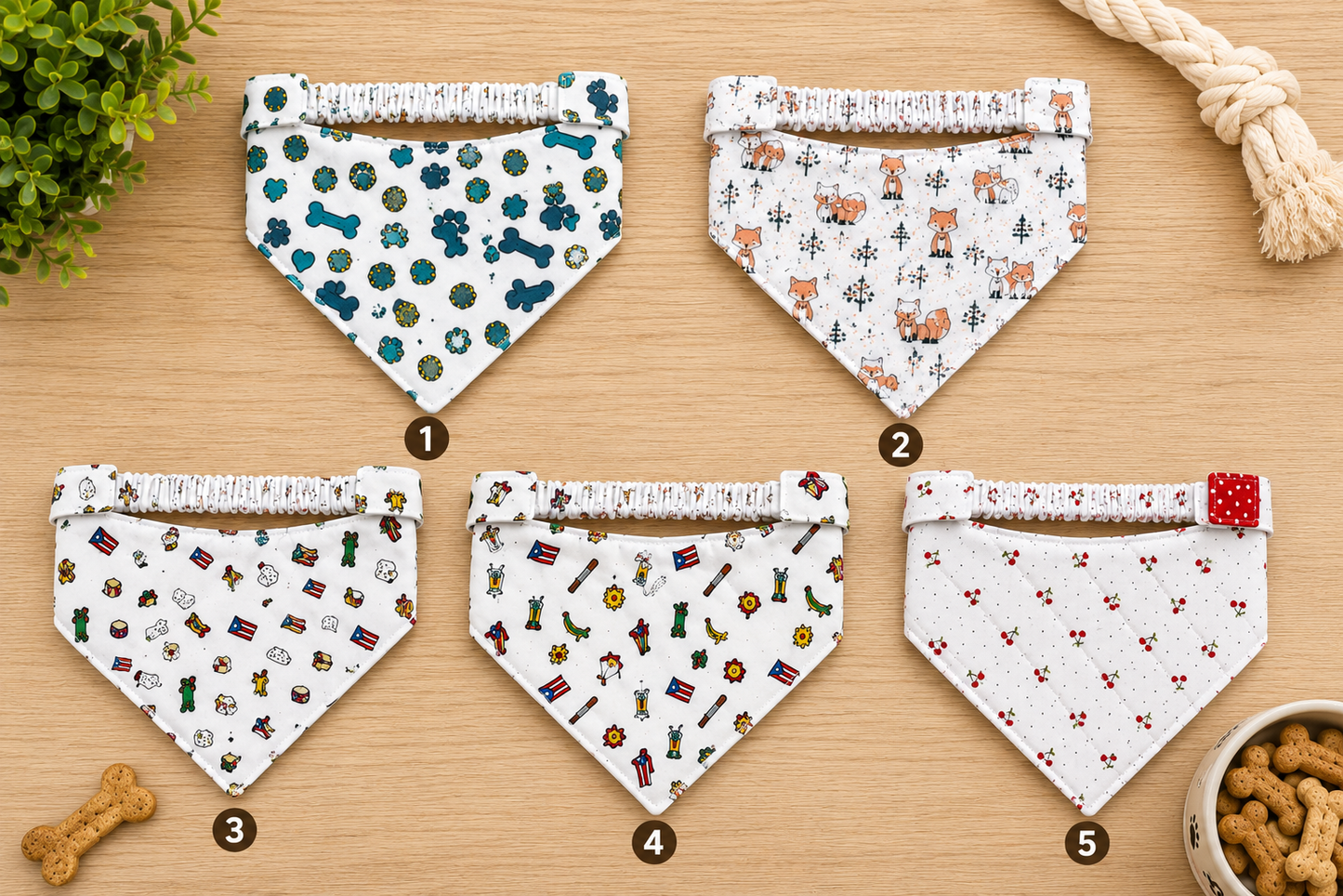 Handmade Elastic Dog Bandanas