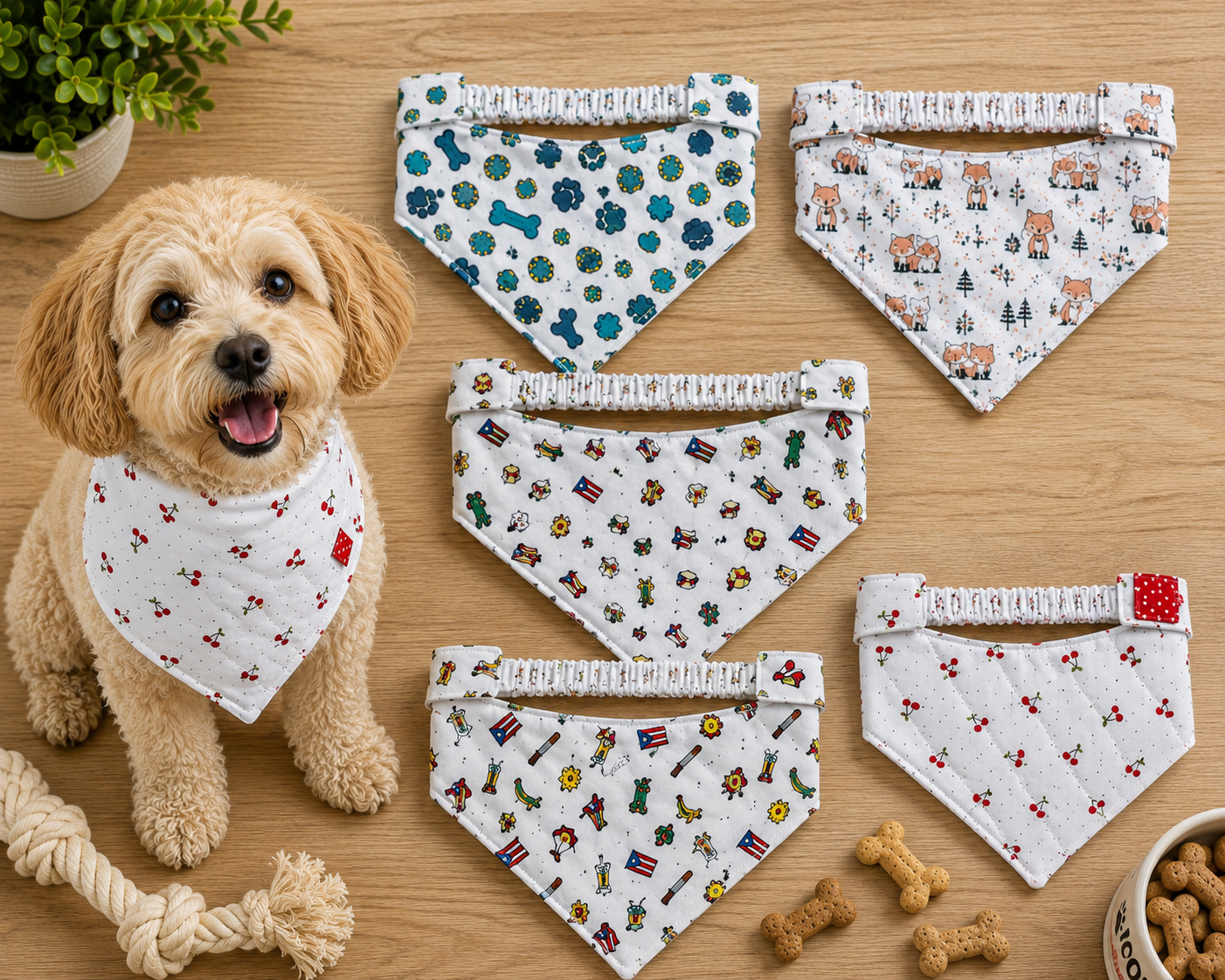 Handmade Elastic Dog Bandanas
