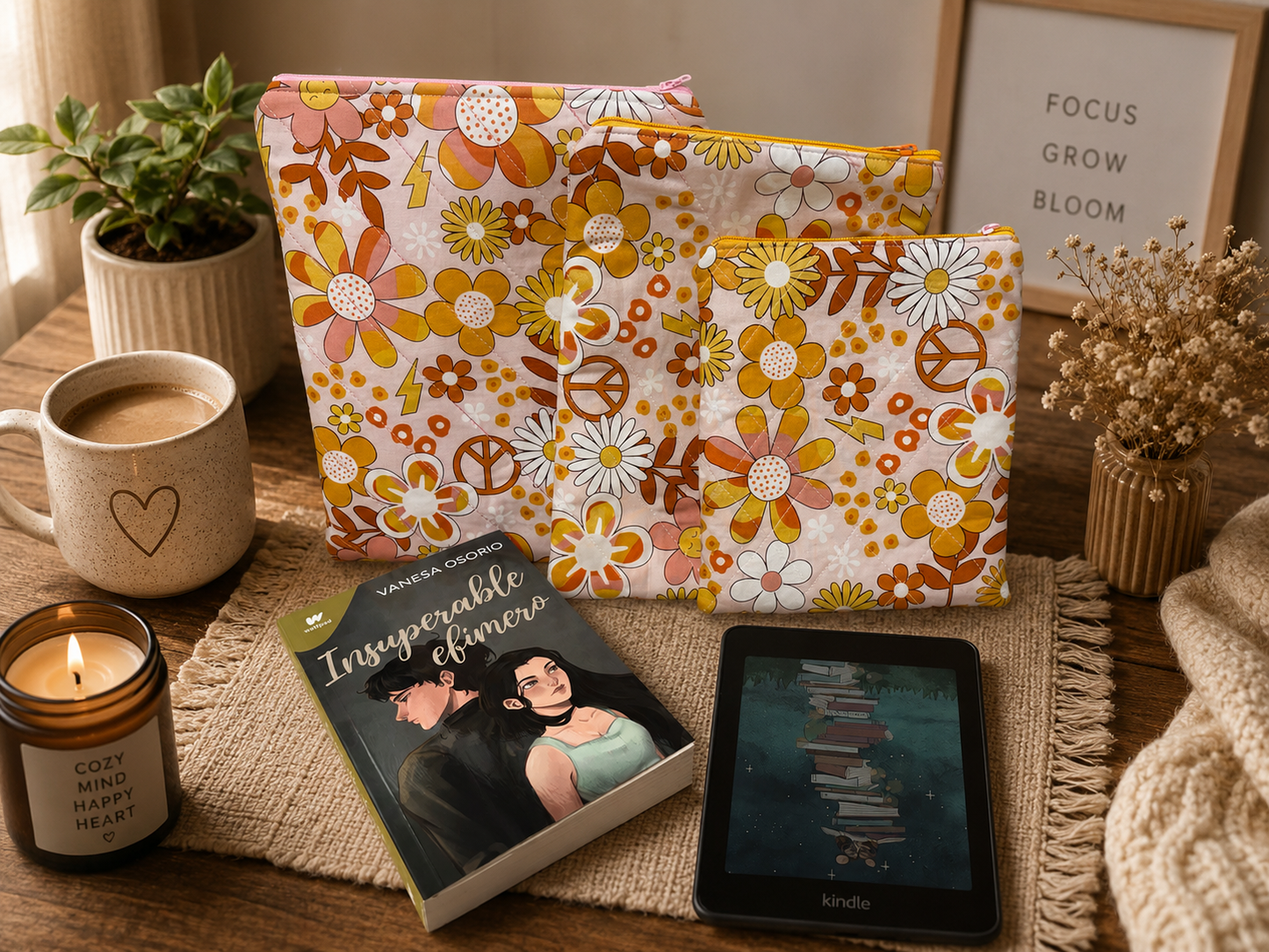 Retro Pattern Quilted padded Book Sleeve