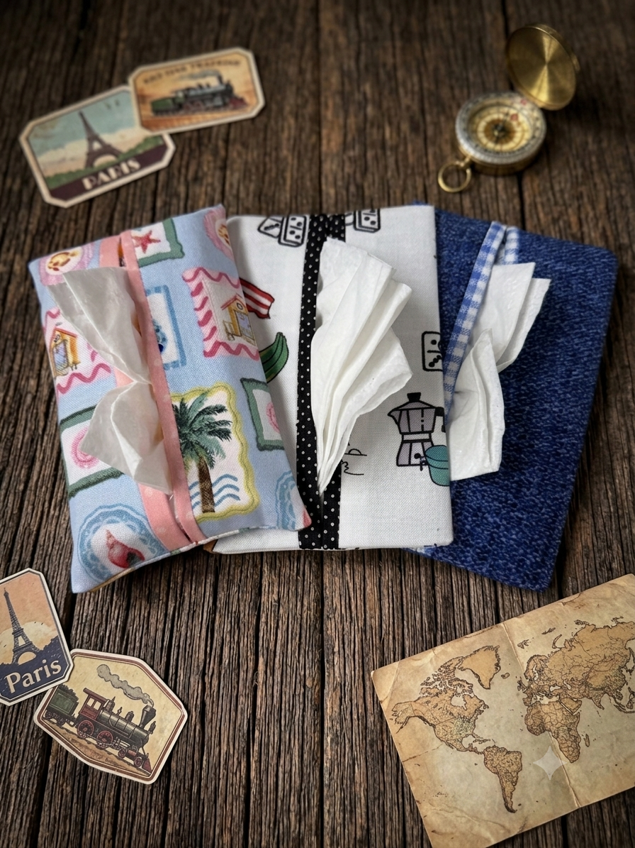 Handcrafted Fabric Pocket Tissue Holder – Travel Series